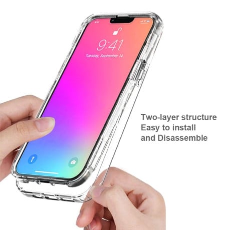 Противоударный чехол Two-color Gradual Change для iPhone 13 Pro Max - фиолетовый