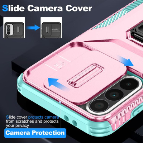 Протиударний чохол Sliding Camshield для Samsung Galaxy A36 - Pink + Grey Green