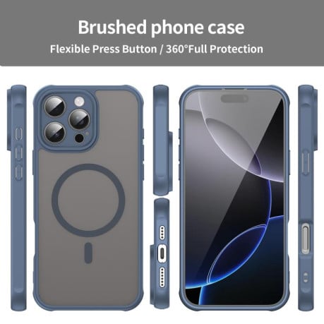 Протиударний чохол Fan Dun Series TPU Hybrid PC Frosted Magsafe для iPhone 16e - синій