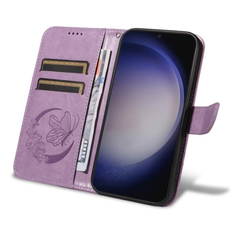 Чохол-книжка Swallowtail Butterfly Embossed Leather  для Samsung Galaxy S25+ / S24+ 5G - фіолетовий