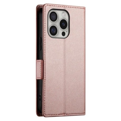 Чехол-книжка Side Buckle Magnetic Frosted Leather для iPhone 16 Pro - розовое золото