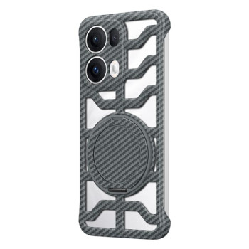 Чохол Hollow Carbon Fiber Rotating Bracket MagSafe для OPPO Reno13 Pro Global - сірий