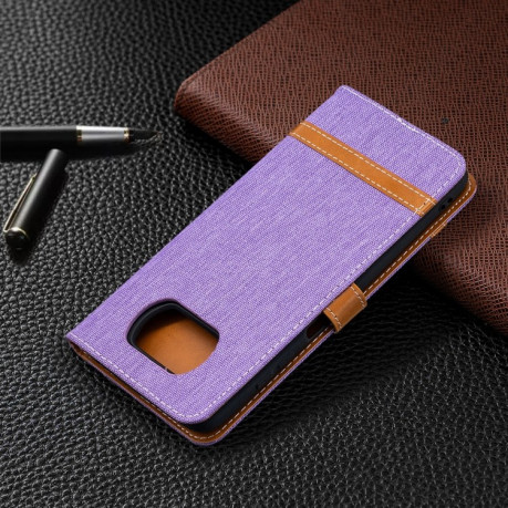 Чехол-книжка Color Matching Denim Texture на Xiaomi Mi Poco X3 / Poco X3 Pro - фиолетовый