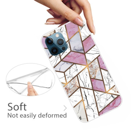 Противоударный чехол Marble Pattern для iPhone 13 Pro Max - Rhombus White Purple