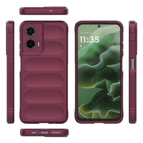 Силиконовый чехол Magic Flannel для Motorola Moto G35 5G Global - винно-красный