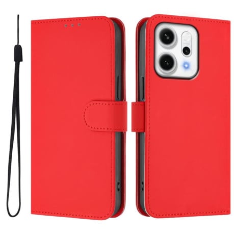 Чехол-книжка с мягким покрытием (Skin Feel) со шнурком на OPPO Reno14 5G Global - красный