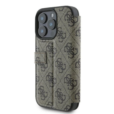 Оригінальний чохол-книжка Guess 4G Metal Logo для iPhone 16 Pro - Brown