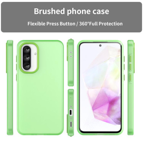 Противоударный чехол Frosted Translucent TPU Hybrid PC для Samsung Galaxy A36 5G - зеленый