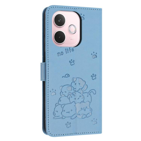 Чохол-книжка Embossed Kitten Phone Leather для OPPO A5 Pro 5G Global - синій