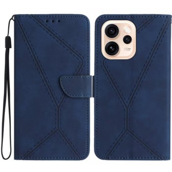 Чехол-книжка Stitching Embossed Leather для OPPO Reno15 Pro 5G Global — синий