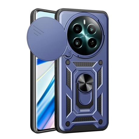 Противоударный чехол Camera Sliding для Realme 12+ 5G Global - синий