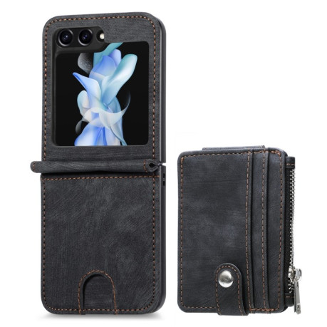 Протиударний чохол Skin-feel Zipper Wallet для Samsung Galaxy Flip 5 - чорний
