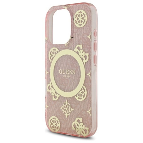 Оригінальний чохол Guess IML Peony On 4G Background MagSafe для iPhone 16 Pro Max - Pink
