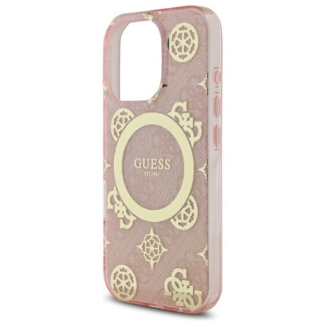 Оригінальний чохол Guess IML Peony On 4G Background MagSafe для iPhone 16 Pro - Pink