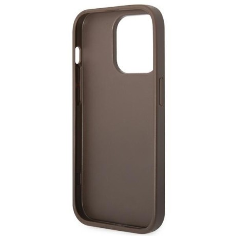 Оригинальный чехол Guess 4G Metal Gold Logo для iPhone 14 Pro Max - Brown