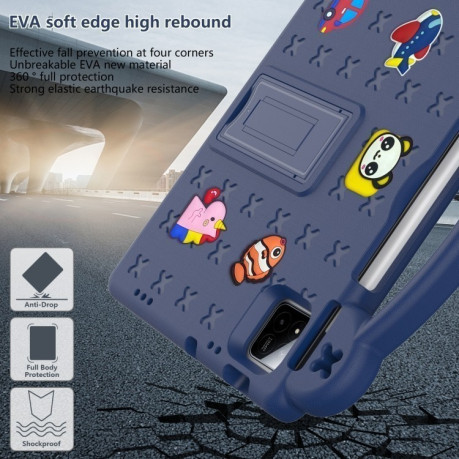 Противоударный чехол EVA Handle Kickstand Children для Xiaomi Pad 7 / 7 Pro 2024 - синий