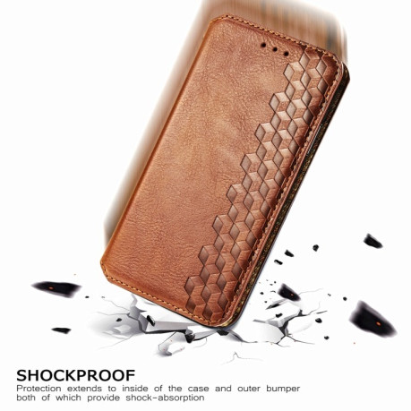 Чехол-книжка Cubic Grid на Xiaomi Poco M3 - коричневый