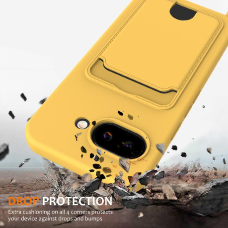 Силіконовий чохол Integrated Card Bag Solid Color Liquid Silicone на Google Pixel 10a — жовтий