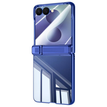 Прозрачный чехол Electroplating Transparent Hinge Holder с гальваникой и защитой петли на Samsung Galaxy Flip8 5G — синий