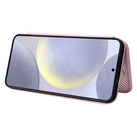 Чохол-книжка Carbon Fiber Texture  для Samsung Galaxy S25+ 5G - рожевий
