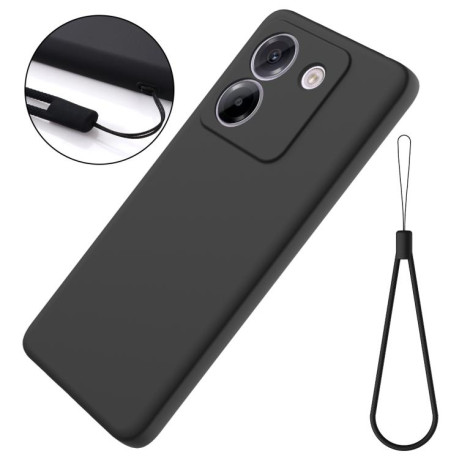 Силиконовый чехол Solid Color Liquid Silicone на Xiaomi Poco M7 Pro 5G - черный