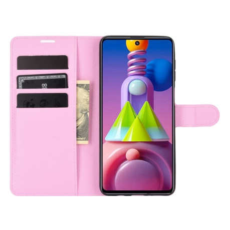 Чохол-книжка Litchi Texture Samsung Galaxy M51 - рожевий