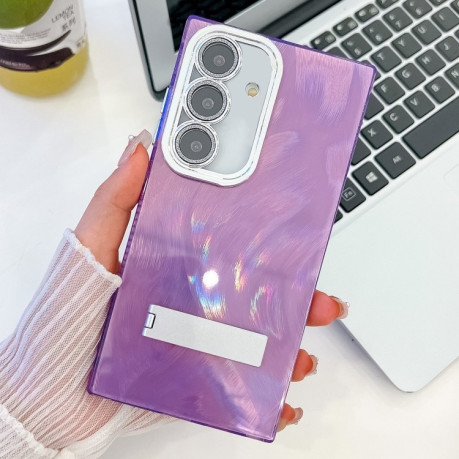 Противоударный чехол Plating Glitter Texture TPU with Lens Film для Samsung Galaxy A36 5G - Purple Feather Yarn