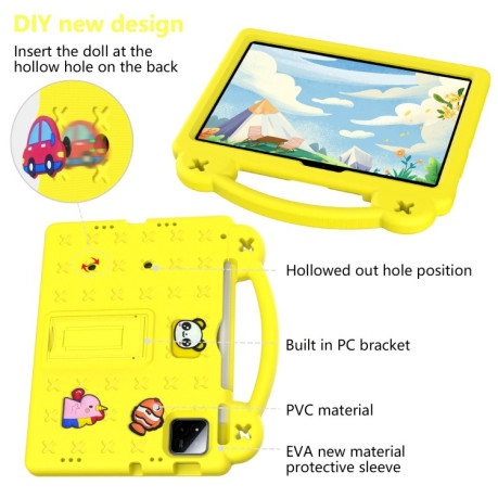 Противоударный чехол EVA Handle Kickstand Children для Xiaomi Pad 7 / 7 Pro 2024 - желтый