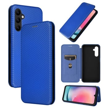 Чехол-книжка Carbon Fiber Texture на Samsung Galaxy A24 4G - синий