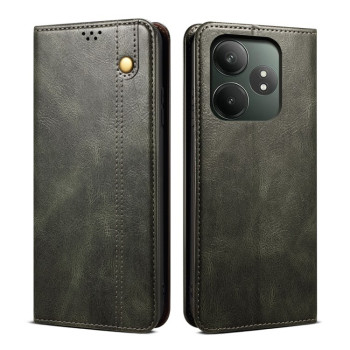 Чохол-книжка Simple з еко-шкіри Crazy Horse з воском на Realme GT 6T 5G Global - зелений