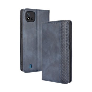 Чохол-книжка Magnetic Buckle Retro Crazy Horse Texture для Realme C11 2021 / Realme C20 / Realme C20a - синій
