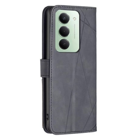 Чохол-книжка з фактурою Rhombus та магнітним хлястиком на Xiaomi Redmi 15 5G Global / 15 4G SEA 169.5mm - чорний