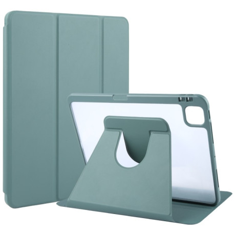 Чехол-книжка GEBEI Acrylic TPU 3-folding Rotating Smart Tablet Leather для iPad Pro 13 2024 - зеленый