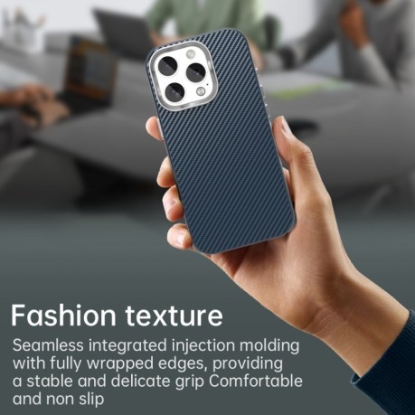 Ударозащитный чехол HMC Carbon Fiber Series IMD на iPhone 16 Pro Max - синий