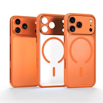 Напівпрозорий матовий магнітний чохол Sulada на iPhone 18 Pro — оранжевий