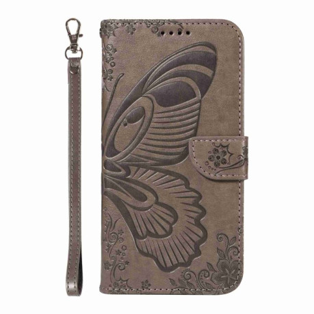 Чехол-книжка Swallowtail Butterfly Embossed Leather для Xiaomi Poco F6 - серый