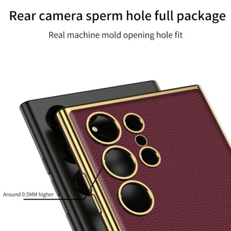 Противоударный чехол GKK Plating TPU + Leather для Samsung Galaxy S24 Ultra 5G - Fiber