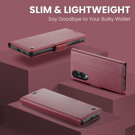 Чехол-книжка CaseMe 023 Butterfly Buckle Litchi Texture RFID Anti-theft Leather для Samsung Galaxy S25 Edge 5G - красный