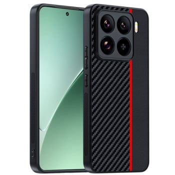Противоударный чехол Carbon Fiber Texture Printing для Xiaomi 15 5G - черно-красный