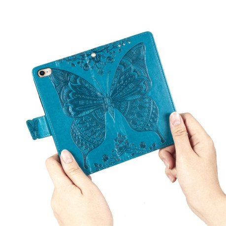 Чехол-книжка Butterfly Love Flower Embossed на iPhone SE 3/2 2022/2020/7/8 - синий