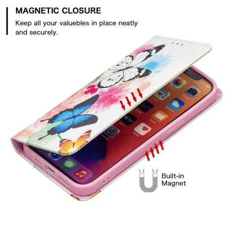 Чохол-книжка Colored Drawing Pattern Invisible для iPhone 13 Pro Max - Two Butterflies