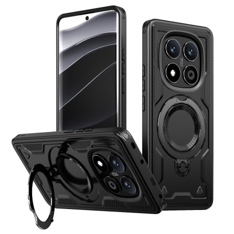 Протиударний чохол MagSafe Holder Armor PC Hybrid для Xiaomi Redmi Note 14 Pro 5G/Poco X7 - чорний