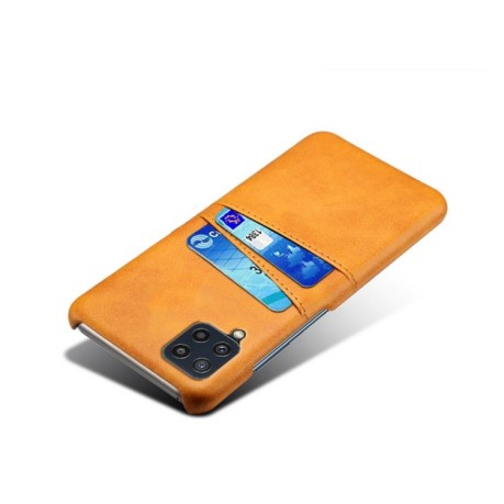 Противоударный чехол Calf Texture with Card Slots для Samsung Galaxy M32/A22 4G - оранжевый