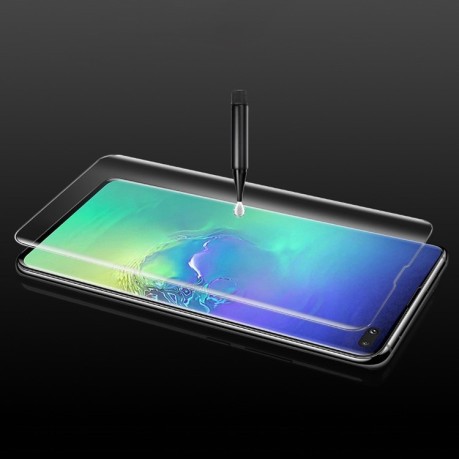 Защитное 3D стекло с поддержкой отпечатка с УФ лампой UV Liquid Curved Full Glue для Samsung Galaxy S10+ Plus
