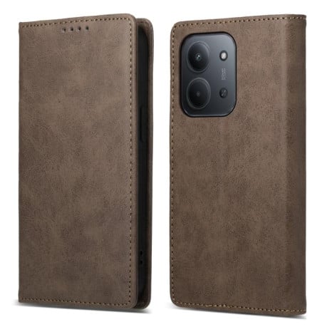 Чохол-книжка Business Solid Color із захистом від сканування RFID на Xiaomi Redmi 15C 5G/4G EU 173mm/Poco C85 5G - коричневий