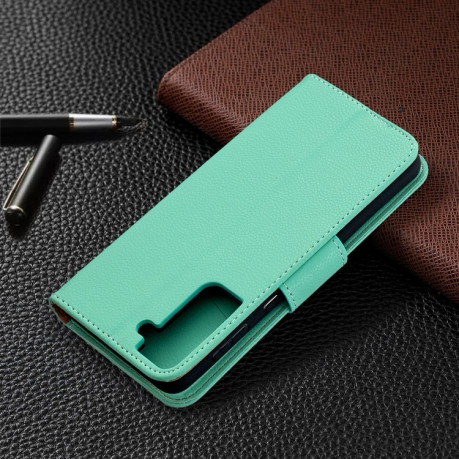 Чехол-книжка Litchi Texture Pure Color на Samsung Galaxy S21 Plus - зеленый