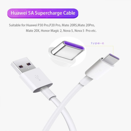 Зарядный кабель 2m 5A USB to USB-C / Type-C для Samsung - белый