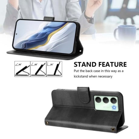 Чехол-книжка Line Splicing эко-кожа Ретро на Realme V70 5G / C75 5G - черный
