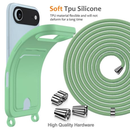 Силиконовый чехол Integrated Card Bag Solid Color Liquid Silicone на iPhone Air - зеленый