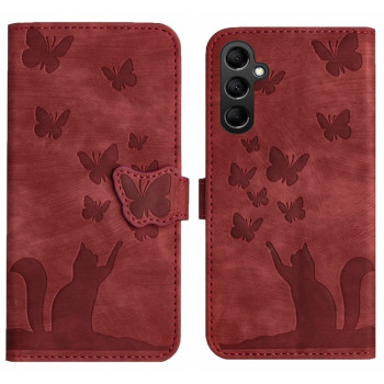 Чохол-книжка Cat Embossing Pattern для Samsung Galaxy A35 - червоний
